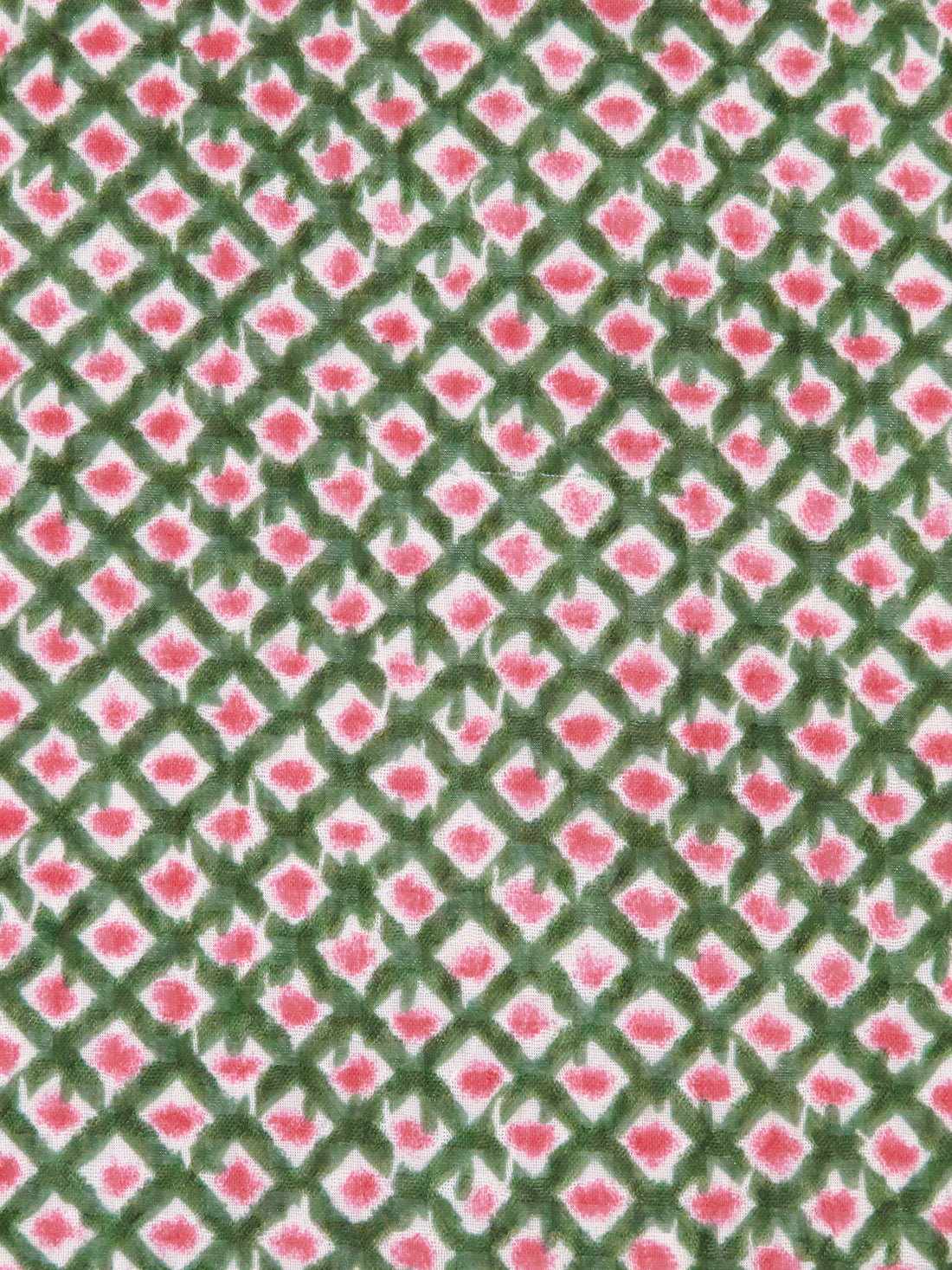 Hunter Green/Off-White/Salmon 100% Polyester Diamond Grid Print Gingham Weave Chiffon 58W