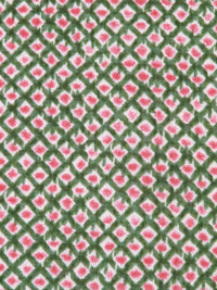 Hunter Green/Off-White/Salmon 100% Polyester Diamond Grid Print Gingham Weave Chiffon 58W