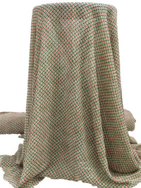 Hunter Green/Off-White/Salmon 100% Polyester Diamond Grid Print Gingham Weave Chiffon 58W