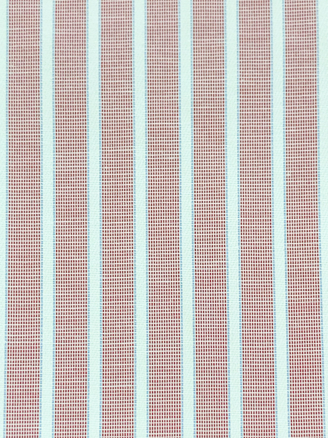 White/Garnet/Pale Cerulean Cotton/Polyester Vertical Fine Oxford Stripe Shirting 60W