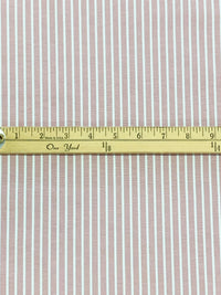 White/Garnet/Pale Cerulean Cotton/Polyester Vertical Fine Oxford Stripe Shirting 60W