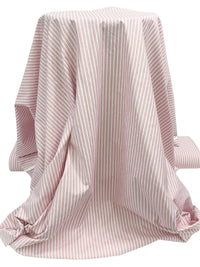 White/Garnet/Pale Cerulean Cotton/Polyester Vertical Fine Oxford Stripe Shirting 60W