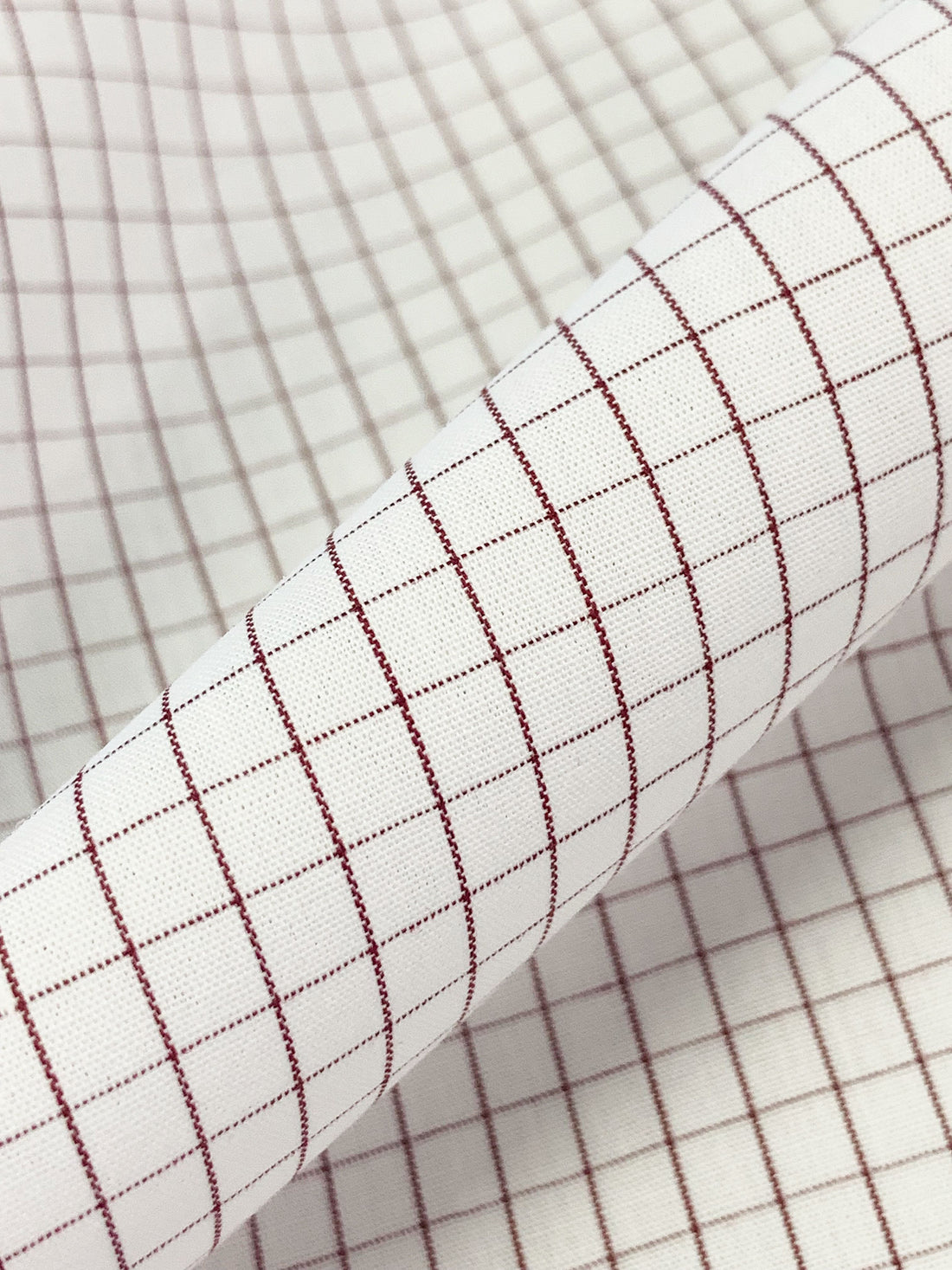 Baked Plum/White Cotton/Polyester Small Windowpane Plaid Shirting 58W