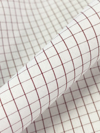 Baked Plum/White Cotton/Polyester Small Windowpane Plaid Shirting 58W