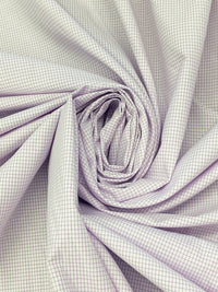 Lilac/White Cotton/Polyester Mini Windowpane Plaid Shirting 58W