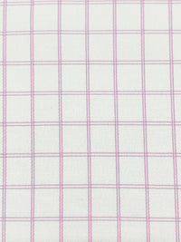 White/Lilac Cotton/Polyester Windowpane Plaid Shirting 58W