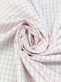 White/Lilac Cotton/Polyester Windowpane Plaid Shirting 58W