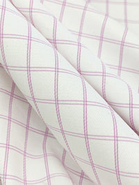 White/Lilac Cotton/Polyester Windowpane Plaid Shirting 58W
