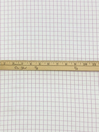 White/Lilac Cotton/Polyester Windowpane Plaid Shirting 58W