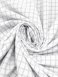 White/Cadet Gray Cotton/Polyester Windowpane Plaid Shirting 58W