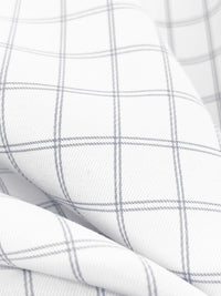 White/Cadet Gray Cotton/Polyester Windowpane Plaid Shirting 58W