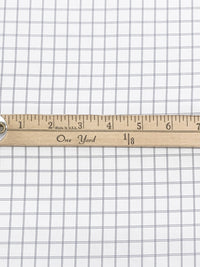 White/Cadet Gray Cotton/Polyester Windowpane Plaid Shirting 58W