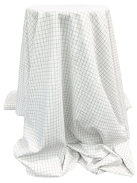 White/Cadet Gray Cotton/Polyester Windowpane Plaid Shirting 58W