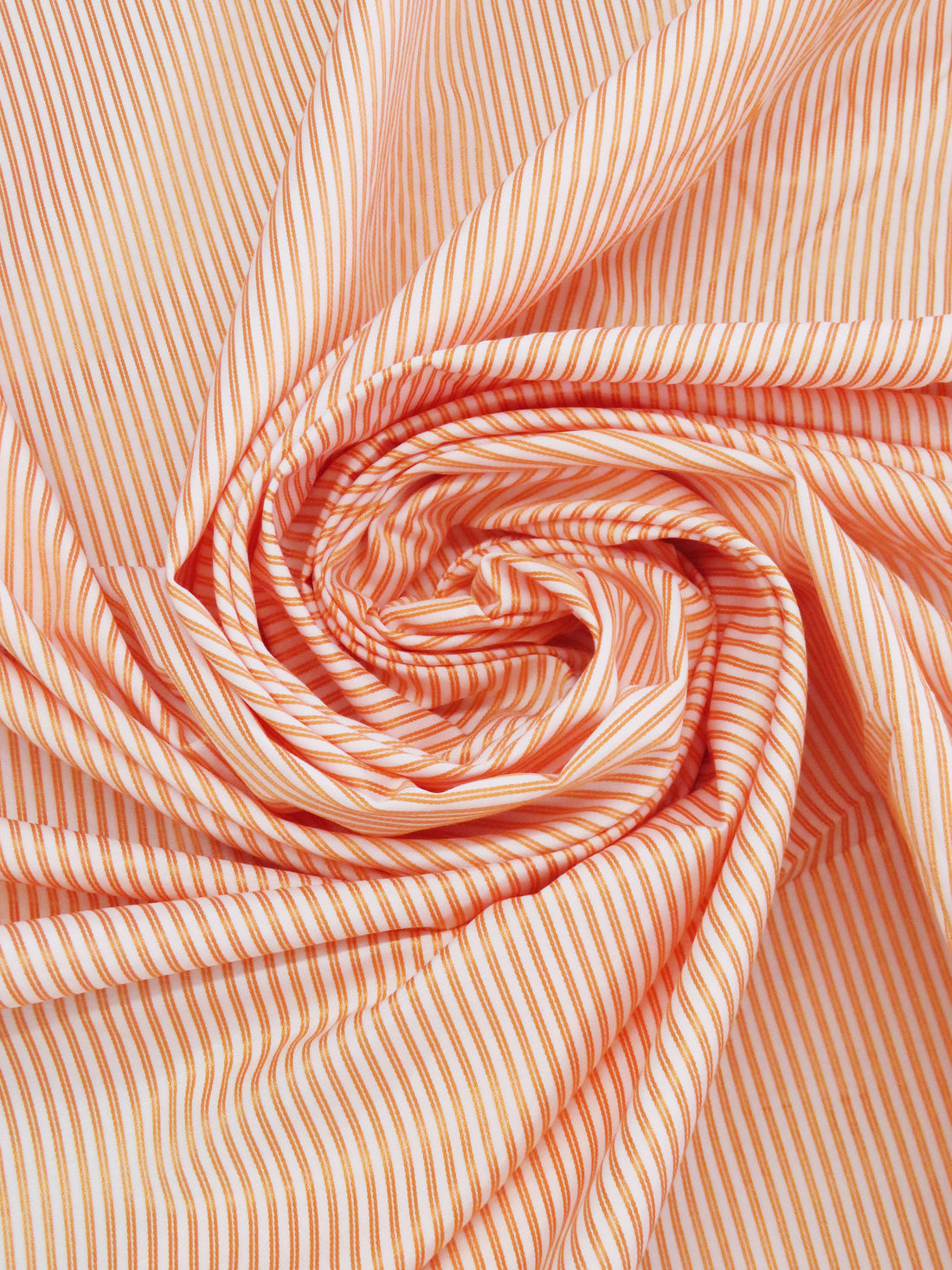 Tiger Orange/White Cotton/Polyester Vertical Satin Stripe Shirting 60W