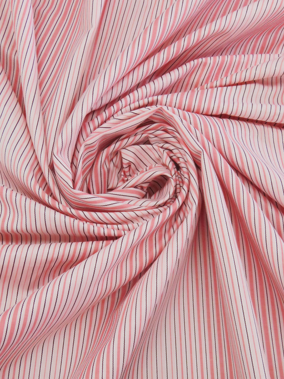 Flamingo/Cherry Pink/Silver/Dark Cabernet Cotton/Polyester Vertical Gradient Stripe Shirting 60W