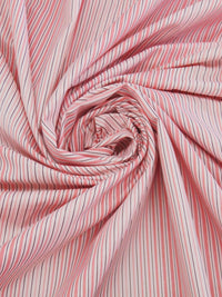 Flamingo/Cherry Pink/Silver/Dark Cabernet Cotton/Polyester Vertical Gradient Stripe Shirting 60W