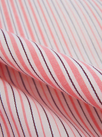 Flamingo/Cherry Pink/Silver/Dark Cabernet Cotton/Polyester Vertical Gradient Stripe Shirting 60W