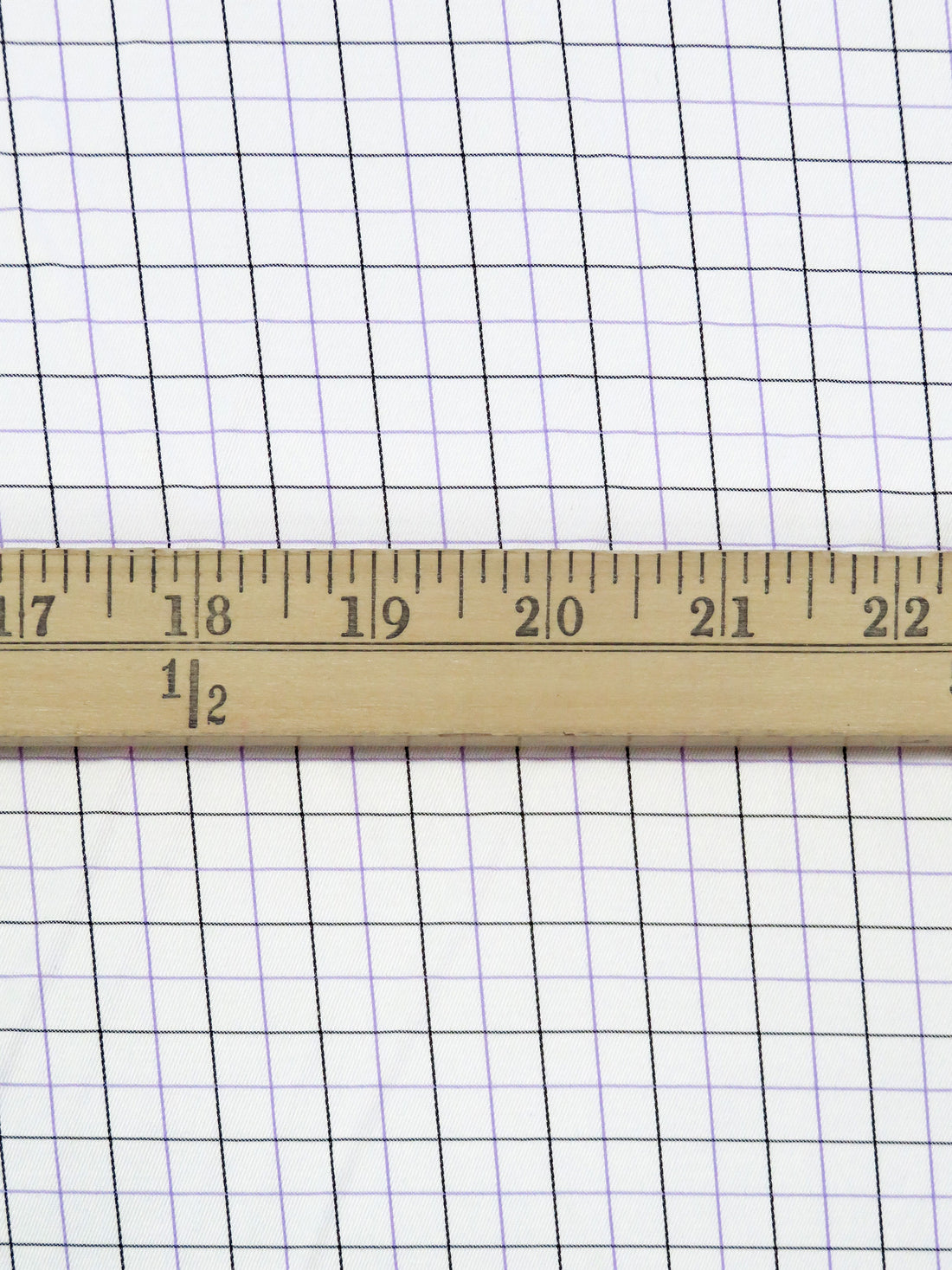 White/Black/Lavender Cotton/Polyester Windowpane Plaid Twill Shirting 58W