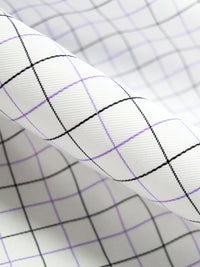 White/Black/Lavender Cotton/Polyester Windowpane Plaid Twill Shirting 58W