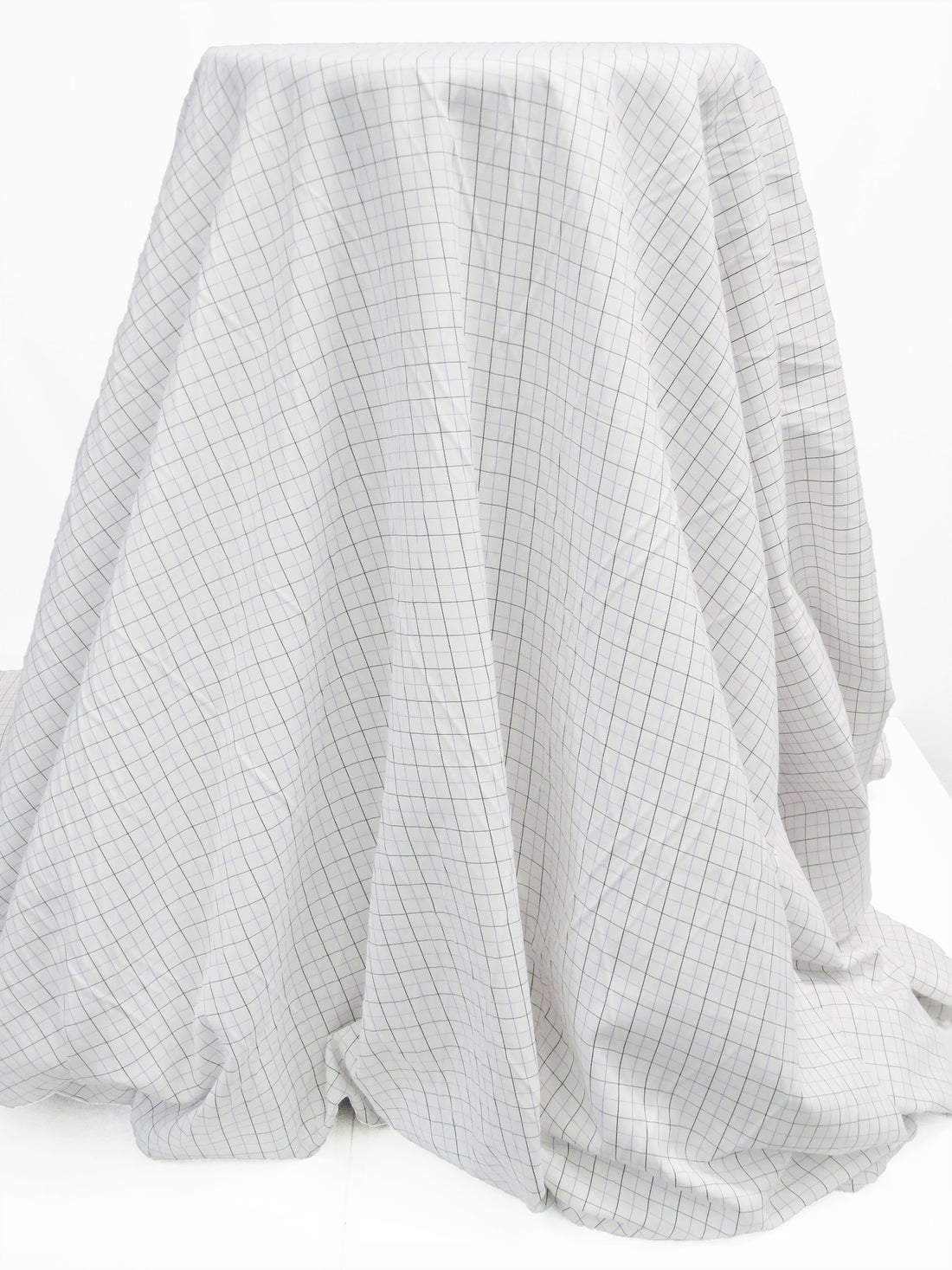 White/Black/Lavender Cotton/Polyester Windowpane Plaid Twill Shirting 58W