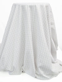 White/Black/Lavender Cotton/Polyester Windowpane Plaid Twill Shirting 58W