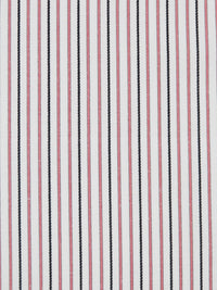 White/Salmon/Black Cotton/Polyester Vertical Stripe Shirting 58W