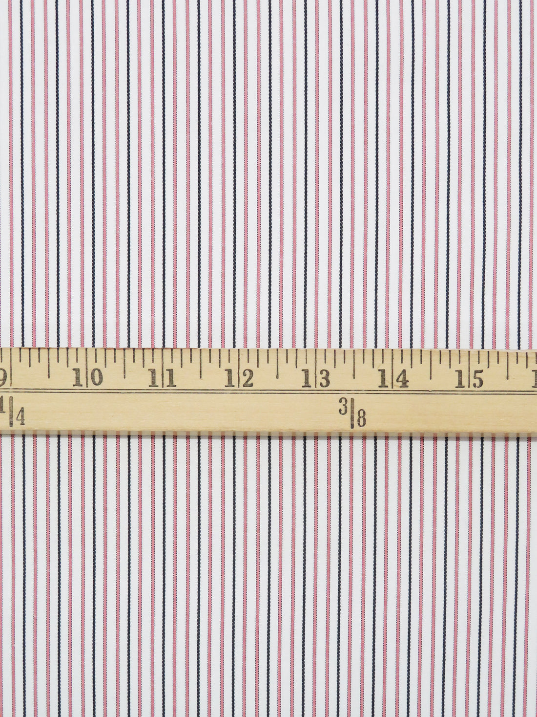 White/Salmon/Black Cotton/Polyester Vertical Stripe Shirting 58W