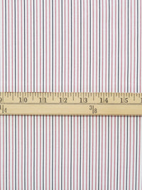 White/Salmon/Black Cotton/Polyester Vertical Stripe Shirting 58W