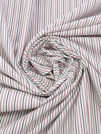White/Salmon/Black Cotton/Polyester Vertical Stripe Shirting 58W