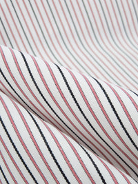 White/Salmon/Black Cotton/Polyester Vertical Stripe Shirting 58W