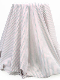 White/Salmon/Black Cotton/Polyester Vertical Stripe Shirting 58W