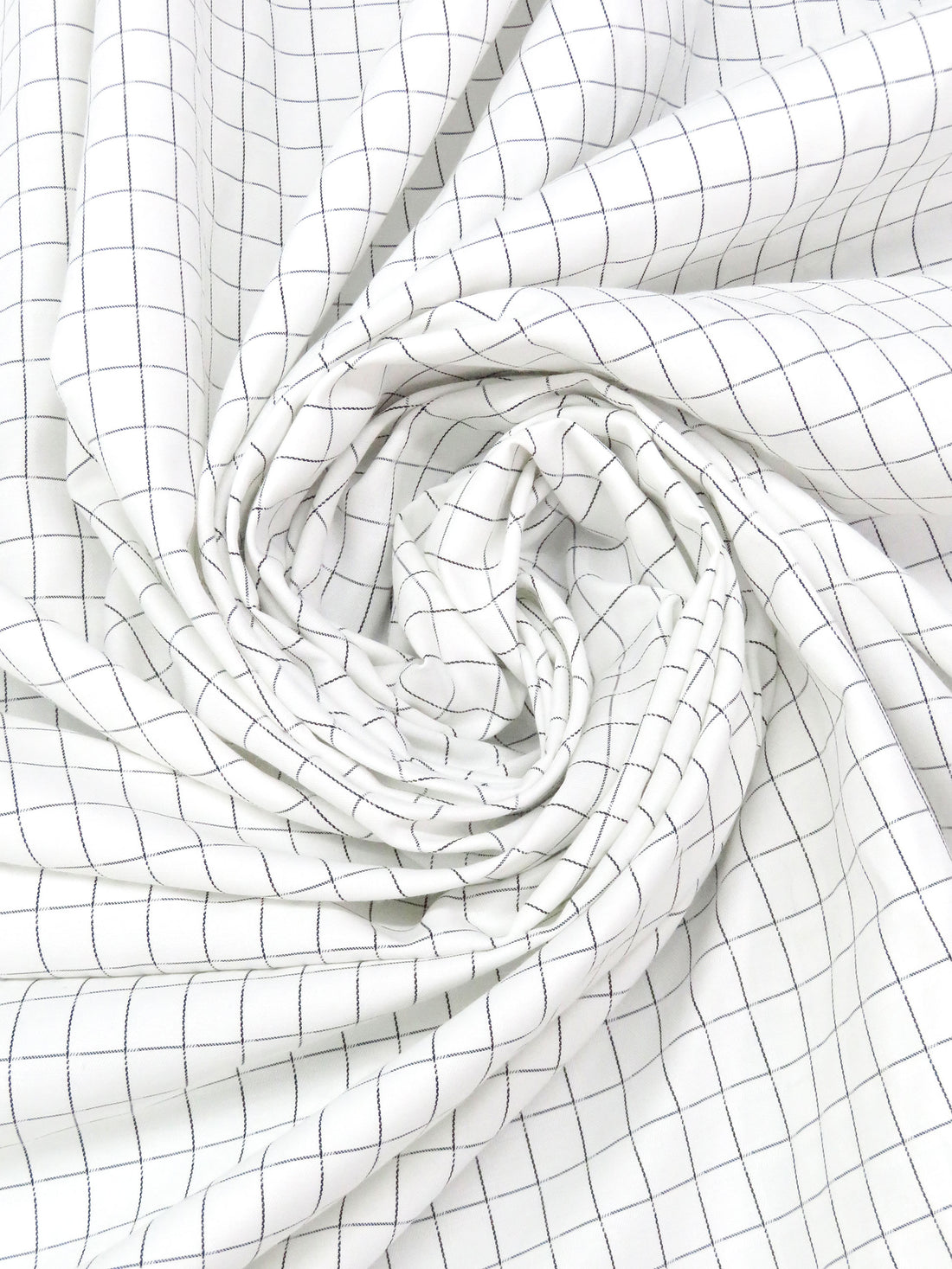 White/Black Cotton/Polyester Novelty Weave Windowpane Shirting 58W