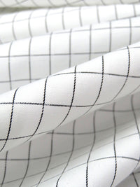 White/Black Cotton/Polyester Novelty Weave Windowpane Shirting 58W