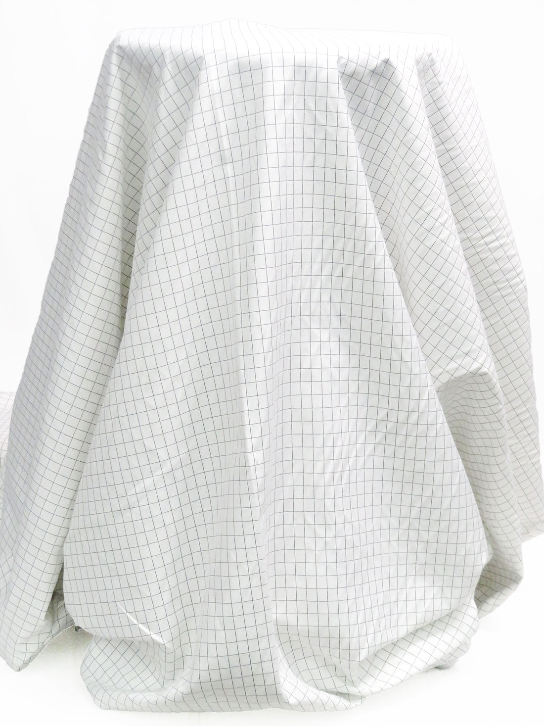 White/Black Cotton/Polyester Novelty Weave Windowpane Shirting 58W