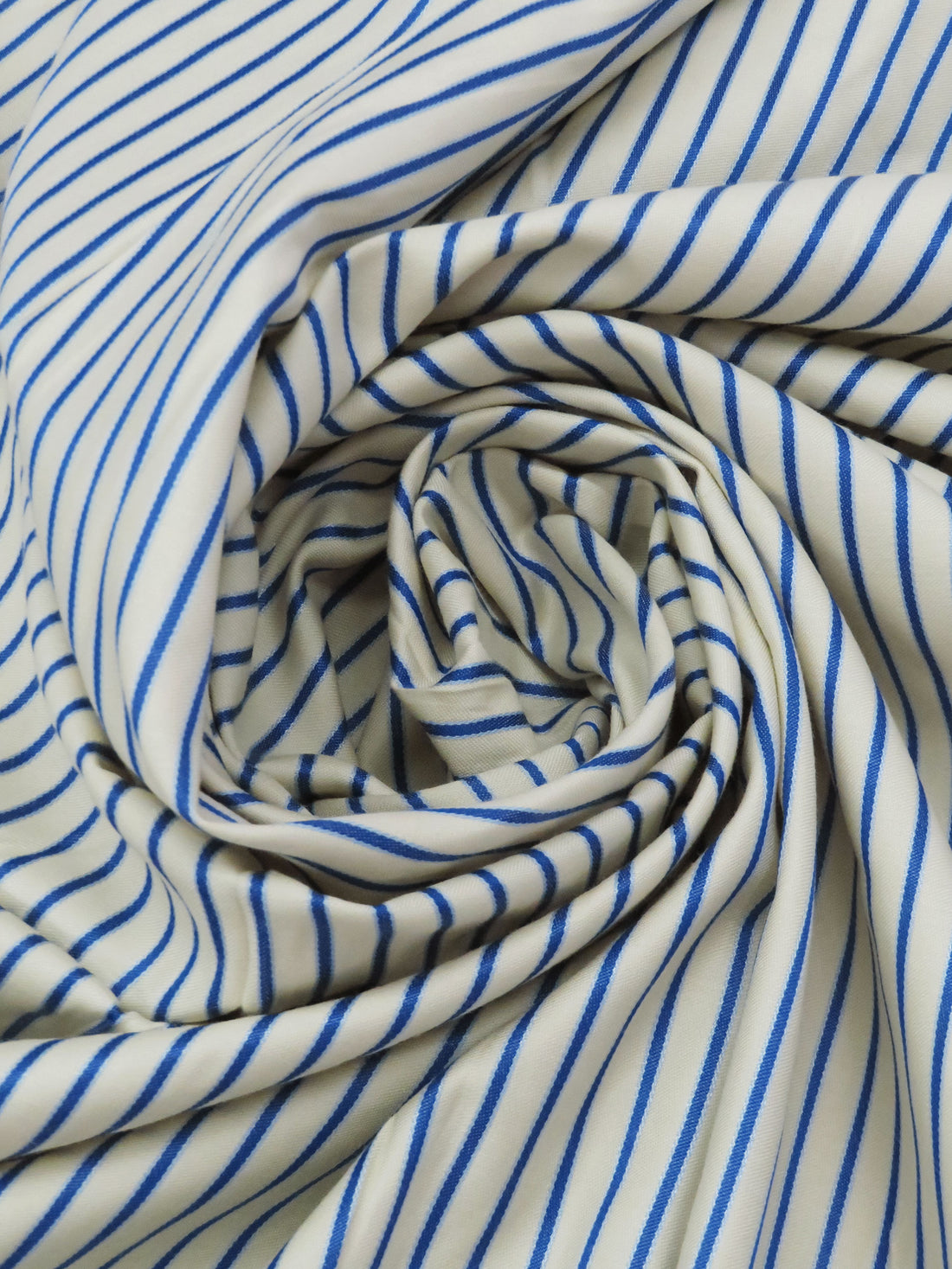 Pale Banana Yellow/Sapphire/Powder Blue Cotton/Polyester Vertical Stripe Shirting 58W