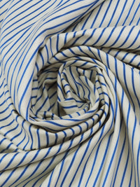 Pale Banana Yellow/Sapphire/Powder Blue Cotton/Polyester Vertical Stripe Shirting 58W