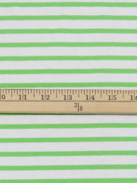 White/Screaming Green Cotton/Polyester Horizontal Stripe Jersey Knit 54W