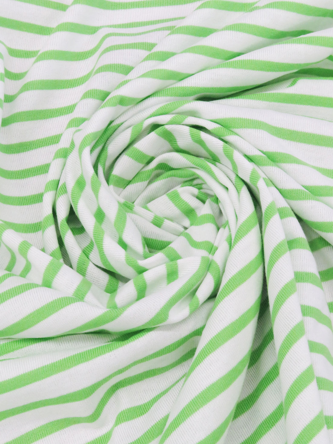 White/Screaming Green Cotton/Polyester Horizontal Stripe Jersey Knit 54W