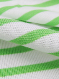 White/Screaming Green Cotton/Polyester Horizontal Stripe Jersey Knit 54W
