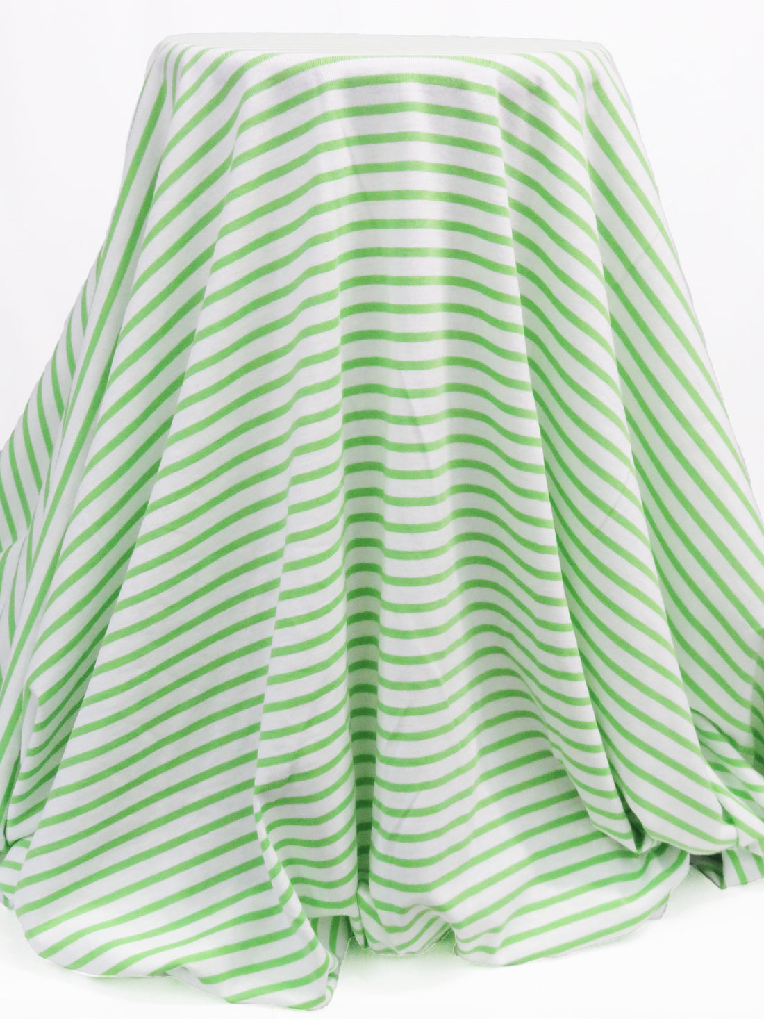 White/Screaming Green Cotton/Polyester Horizontal Stripe Jersey Knit 54W