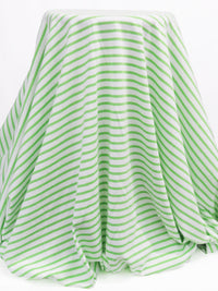 White/Screaming Green Cotton/Polyester Horizontal Stripe Jersey Knit 54W