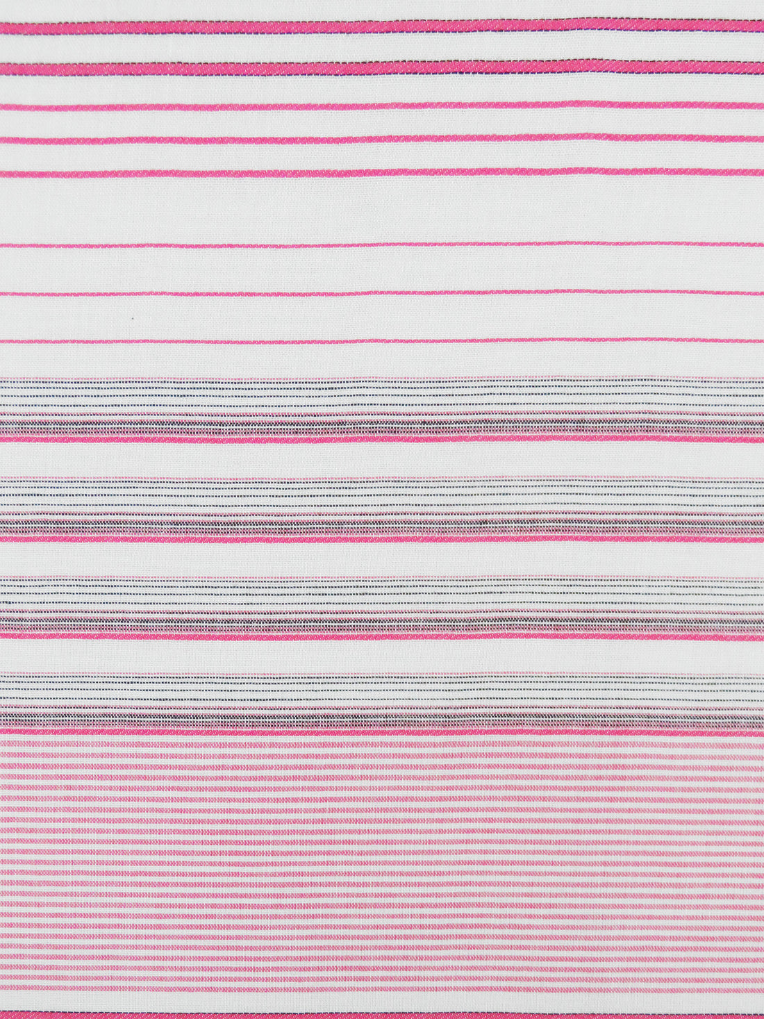 White/Fruit Punch Pink/Black 100% Rayon Horizontal Yarn-Dyed Stripe Challis 56W