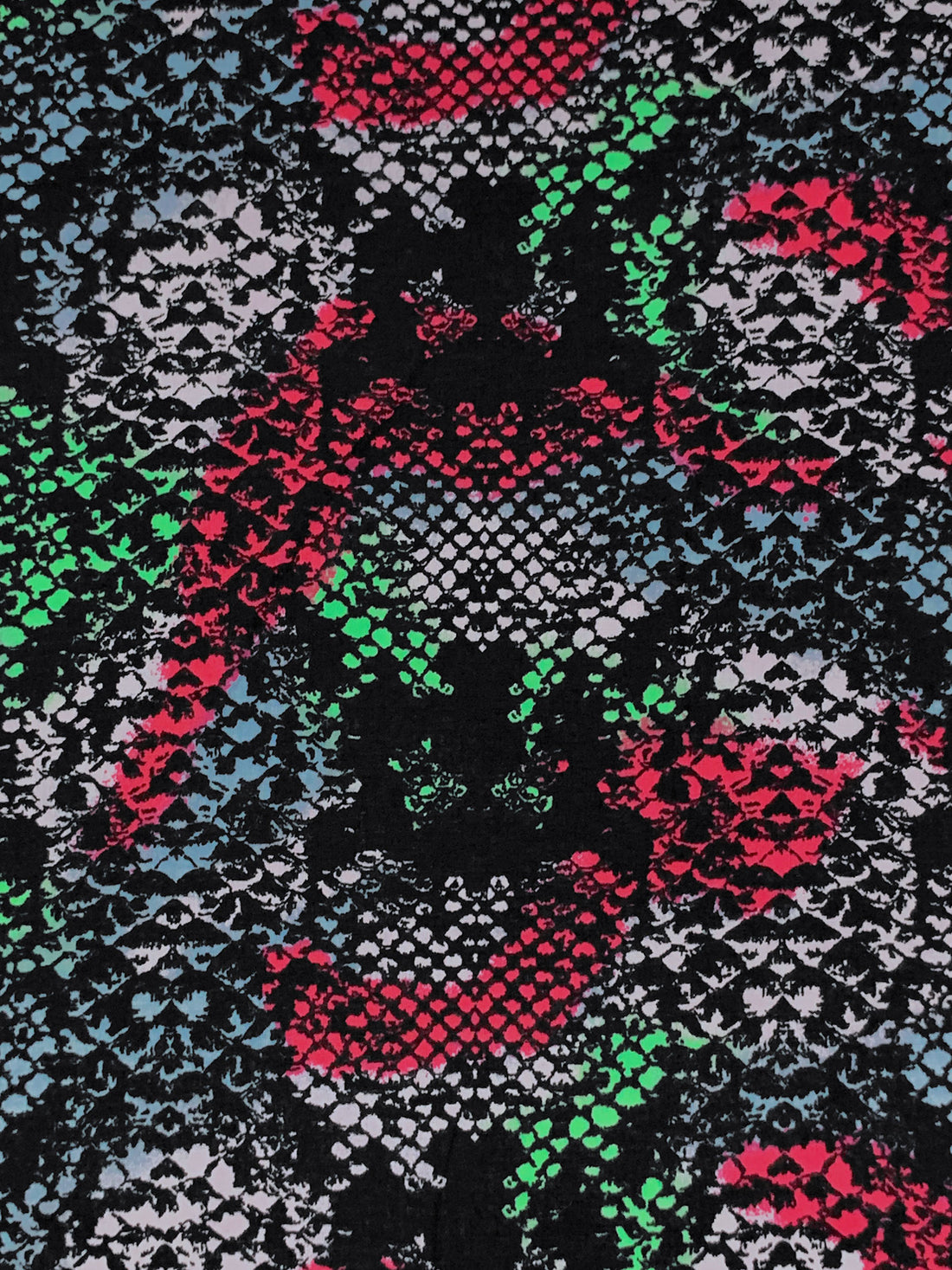 Cerulean Frost/Sea Green/Black/Berry Red 100% Cotton Abstract Print Lawn 52W