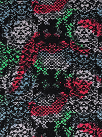 Cerulean Frost/Sea Green/Black/Berry Red 100% Cotton Abstract Print Lawn 52W