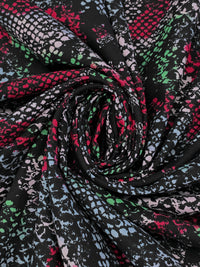 Cerulean Frost/Sea Green/Black/Berry Red 100% Cotton Abstract Print Lawn 52W