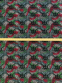 Cerulean Frost/Sea Green/Black/Berry Red 100% Cotton Abstract Print Lawn 52W