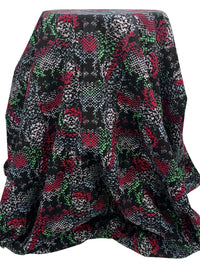 Cerulean Frost/Sea Green/Black/Berry Red 100% Cotton Abstract Print Lawn 52W