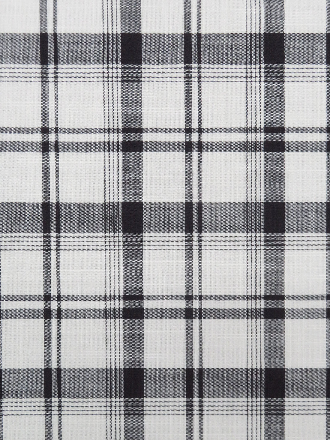 Eggshell/Black Cotton/Rayon Yarn-Dyed Plaid Shirting 60W