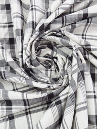 Eggshell/Black Cotton/Rayon Yarn-Dyed Plaid Shirting 60W