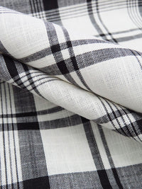 Eggshell/Black Cotton/Rayon Yarn-Dyed Plaid Shirting 60W